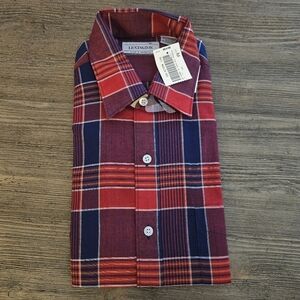 Lexington Mens Retro Shirt Medium Red Plaid Longsleeve Button Up Shirt NWT
